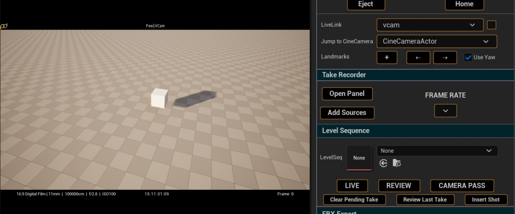 Jump to CineCamera dropdown