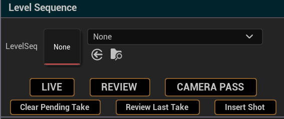 PeelVcam tool's Level Sequence section