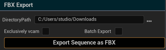 PeelVcam Tool’s FBX Export section